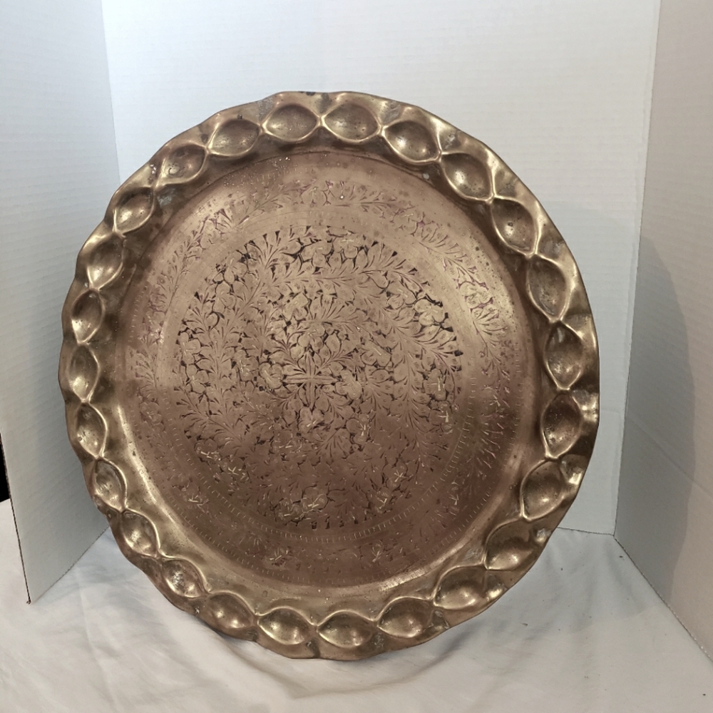 Brass Serving Trays Set of 2.Each measures 16" h 16" diameter